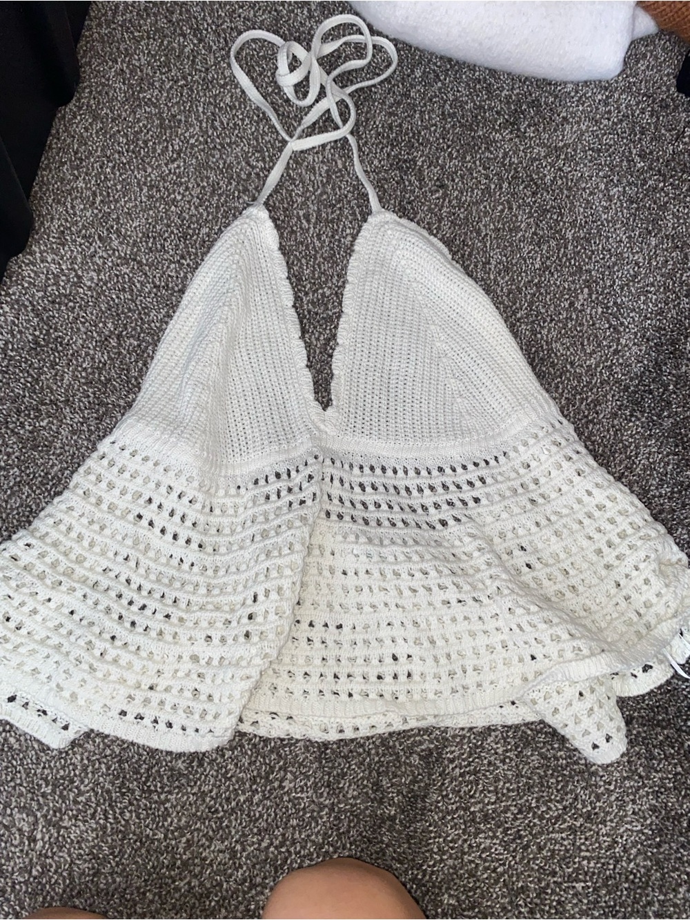 wild fable White Crochet Halter Crop Top